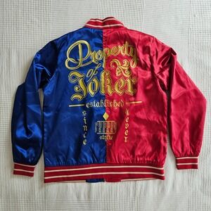 Suicide Squad Property of Joker Bomber Jacket Satin Harley Quinn Womens S
